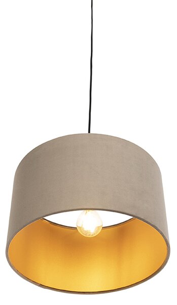 Lampă suspendată cu abajur din catifea taupe cu auriu 35 cm - Combi