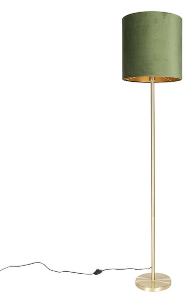 Lampă de podea botanică din alamă cu umbră verde 40 cm - Simplo