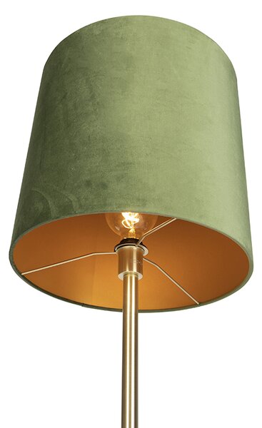 Lampă de podea botanică din alamă cu abajur verde 40 cm - Simplo
