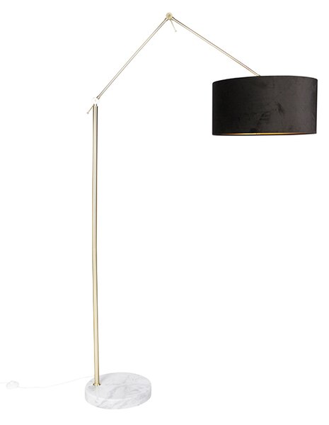 Lampa moderna abajur velur auriu negru 50 cm - Editor