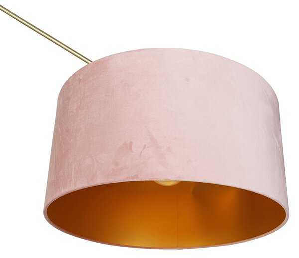 Lampa de podea moderna cu abajur din catifea aurie roz 50 cm - Editor