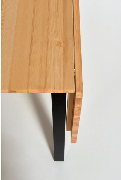Masă de dining extensibilă din lemn de pin cu structură neagră Bonami Essentials Brisbane, 120 (200) x 70 cm
