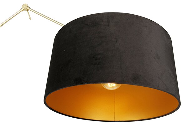 Lampa de podea moderna cu abajur din catifea aurie neagra 50 cm - Editor
