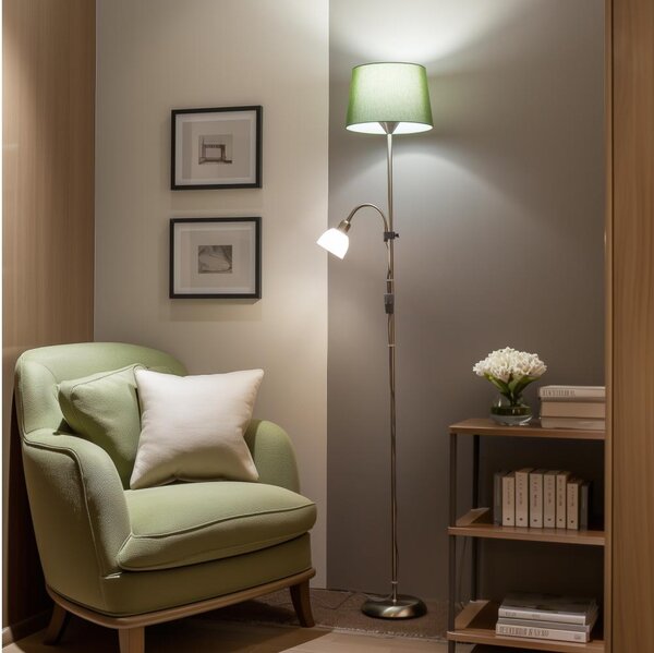 Brilagi - Lampadar CERIA 1xE27/100W/230V + 1xE14/25W crom mat/verde