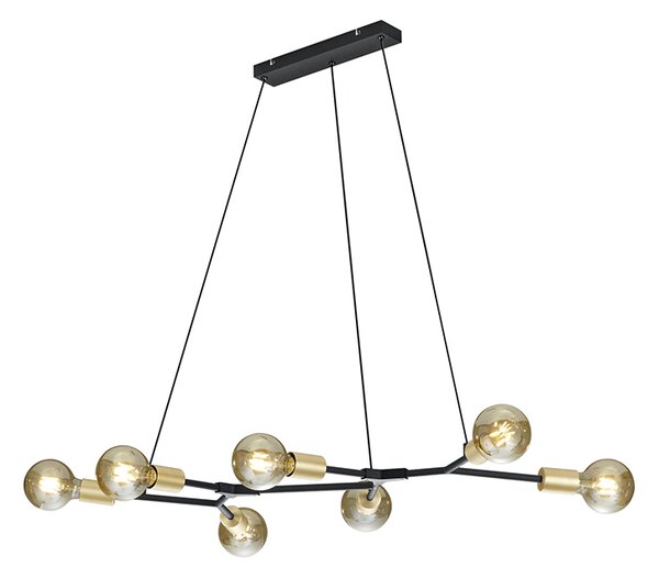 Lampă suspendată design negru cu 7 lumini aurii - Dirk