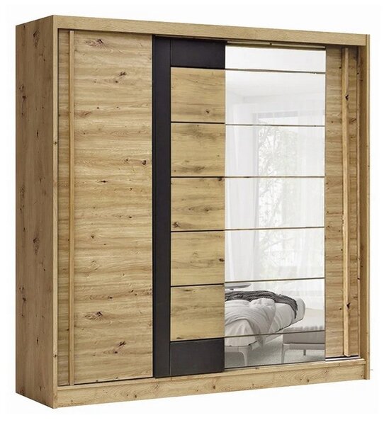 Dulap AVANTGARDE AV4-20, stejar artisan/gri grafit, PAL, cu 2 usi, 200x59x215 cm