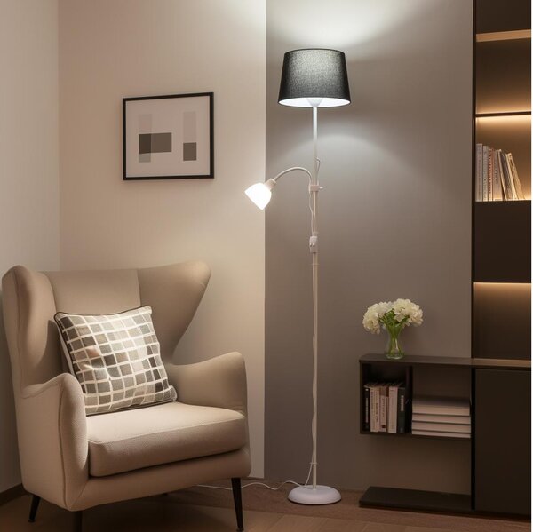 Brilagi - Lampadar CERIA 1xE27/100W/230V + 1xE14/25W alb/negru