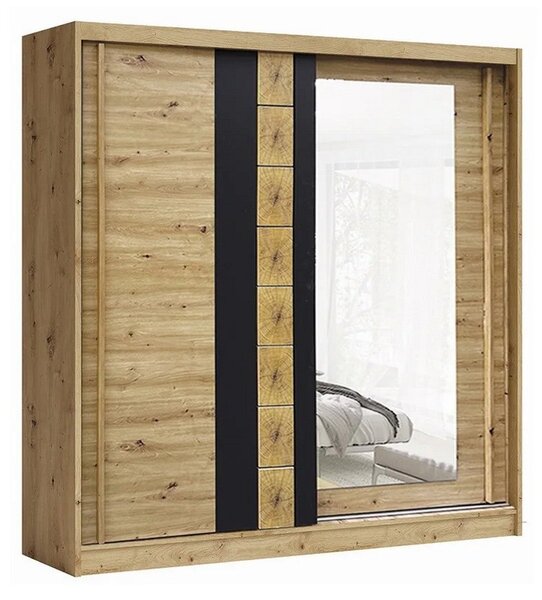 Dulap AVANTGARDE AV1-20, stejar artisan/gri grafit, PAL, cu 2 usi, 200x59x215 cm