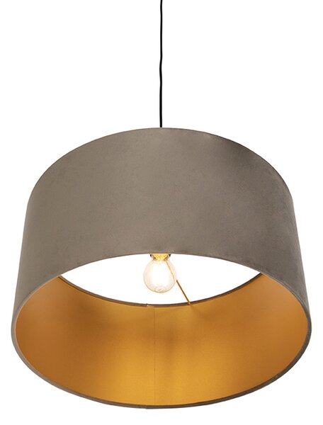 Lampă suspendată cu abajur din catifea taupe cu auriu 50 cm - Combi