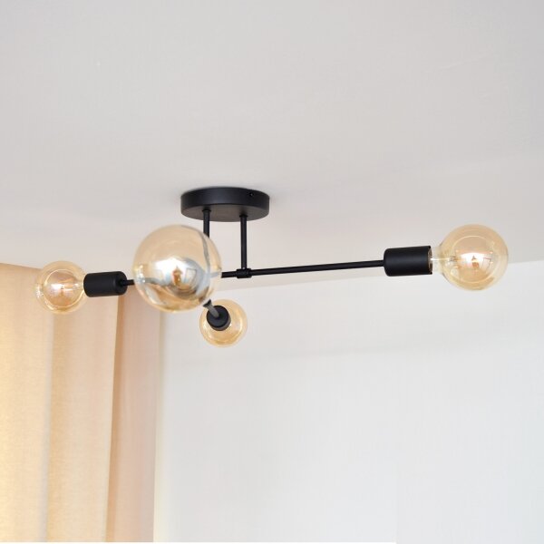 LED Lustră aplicată CAMBRIDGE 4xE27/8W/230V neagră