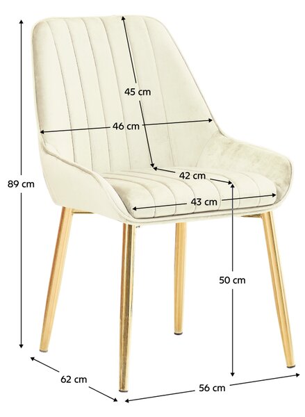 KONDELA Scaun de dining, bej ţesătură Velvet/gold crom-auriu, PERLIA