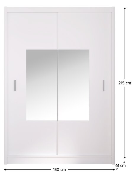 KONDELA Dulap cu uşi glisante, alb, 150x215, MADRYT