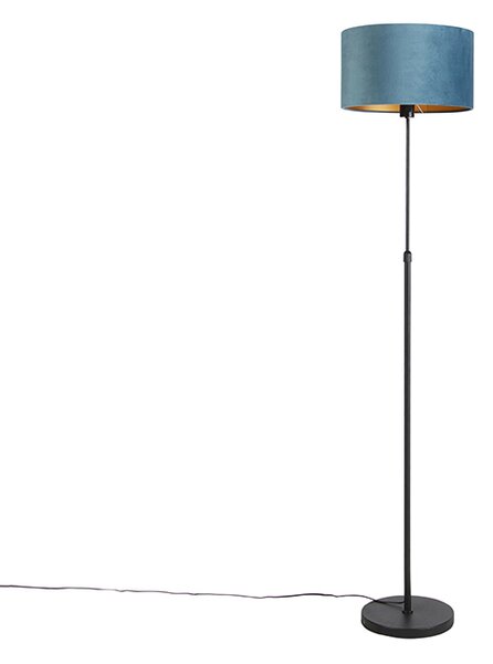 Lampă de podea neagră cu nuanță de velur albastru cu auriu 35 cm - Parte