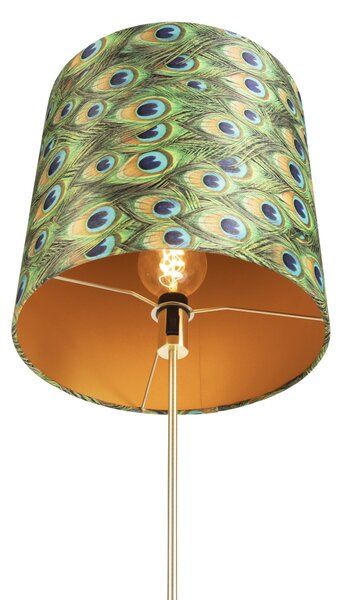 Lampă de podea auriu/alamă cu abajur din catifea verde smarald 40/40 cm - Parte