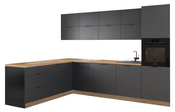 KONDELA Unitate de bucătărie universală colţ, 300x220, grafit, LAFT