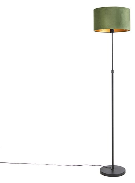 Lampă de podea neagră cu nuanță de velur verde cu aur 35 cm - Parte