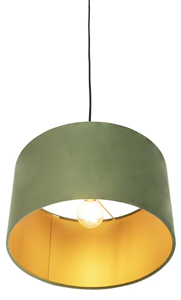 Lampă suspendată cu abajur din catifea verde cu auriu 35 cm - Combi