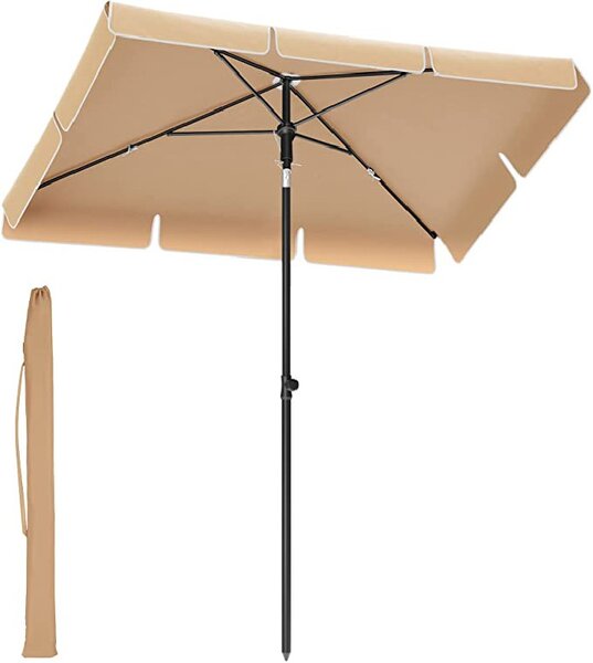 Umbrela de soare, Songmics, 30 grade, 1,8 x 1,25 m, UPF 50+, Bej