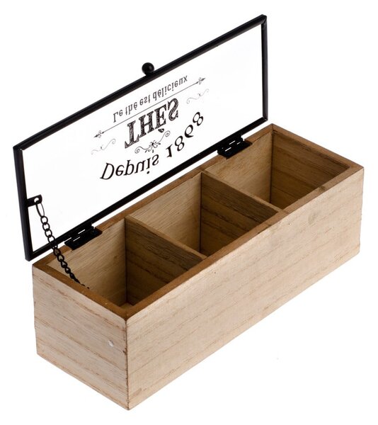 Cutie din lemn pentru ceai cu 3 compartimentei Dakls, 22,5 x 8 cm