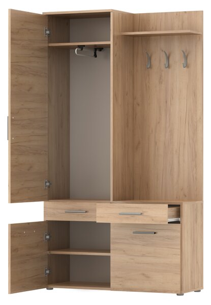 KONDELA Set pentru hol, stejar artisan, LEVITO