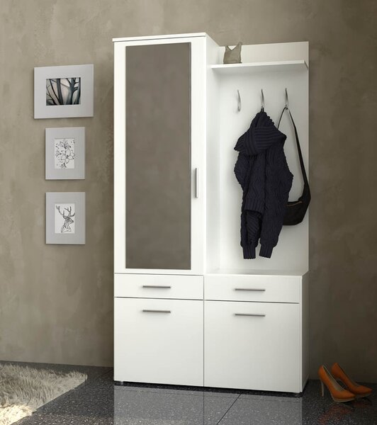 KONDELA Set pentru hol alb, LEVITO