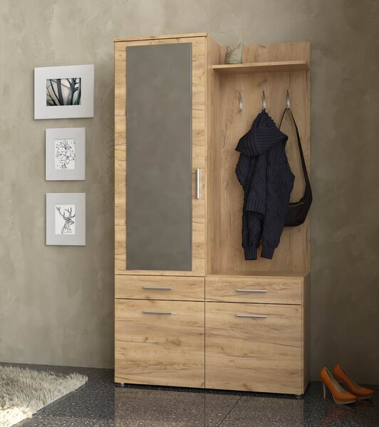 KONDELA Set pentru hol, stejar artisan, LEVITO