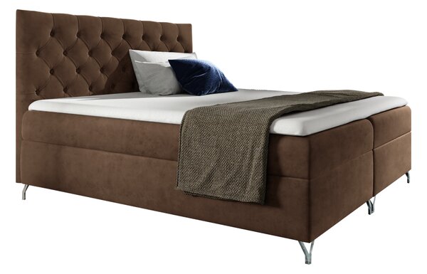 KONDELA Pat cu boxspring, 200x200, ţesătură maro Velvet, GULIETTE + cadou