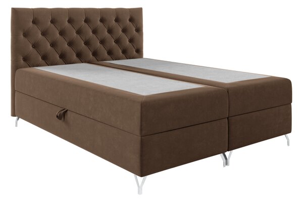 KONDELA Pat cu boxspring, 200x200, ţesătură maro Velvet, GULIETTE + cadou