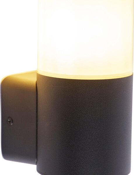 Lampă de perete exterioară modernă neagră cu abajur opalescent IP44 - Odense
