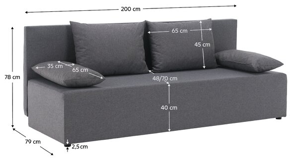 KONDELA Canapea extensibilă, gri deschis, EUGI