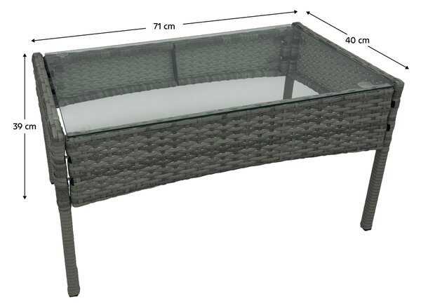 KONDELA Set 4 piese din ratan,pentru grădină, gri, RATANA 2 NEW