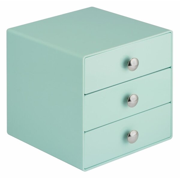 Cutie depozitare cu 3 sertare iDesign Drawers, înălțime 16.5 cm, verde mentă