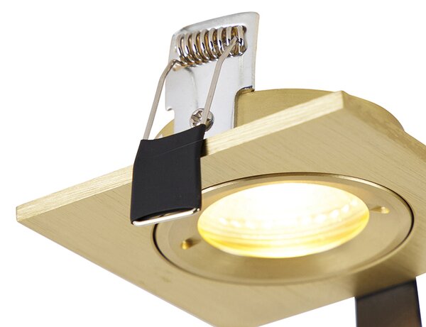 Set de 6 spoturi încastrate moderne aurii pătrate IP44 - Xena