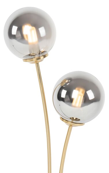 Lampă de masă modernă aurie cu 2 lumini și sticlă fum - Atena