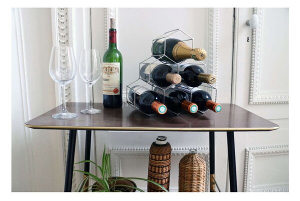 Suport metalic pentru sticle de vin Compactor, gri