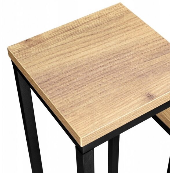 Suport pentru flori LORAN cu 3 rafturi, decor stejar/negru