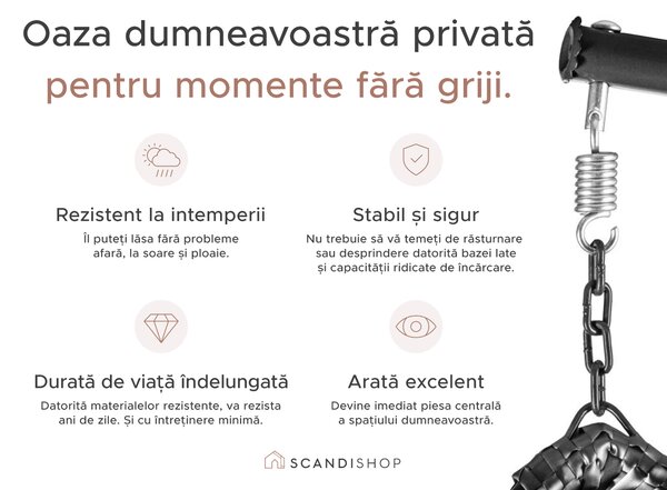 Scaun suspendat gri KOKON fara suport, perna verde deschis cu model