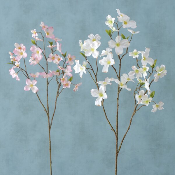 Fir floare artificiala Dogwood Roz deschis / Alb, Modele Asortate, H84 cm