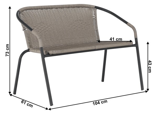 KONDELA Set de grădină din 4 piese, gri, BOJAR