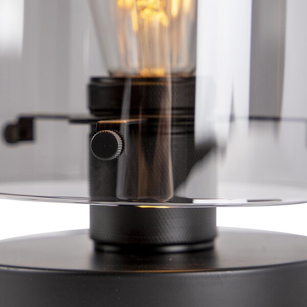 Lampă de masă design negru cu sticlă fum - Dome