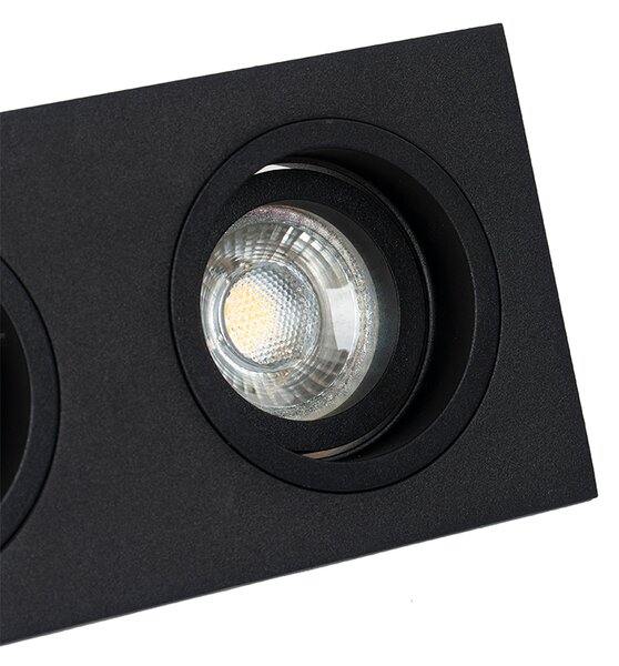 Spot integrat pătrat negru reglabil cu 2 lumini - Chuck