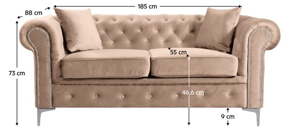KONDELA Canapea extensibilă de lux 2 locuri, stofă maro deschis Velvet, ROMANO