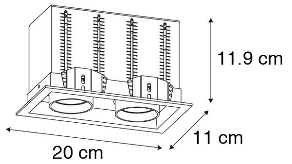 Spot modern încastrat negru reglabil cu 2 lumini - Roof