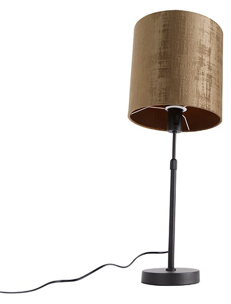 Lampă de masă umbră de catifea neagră maro 25 cm reglabilă - Parte