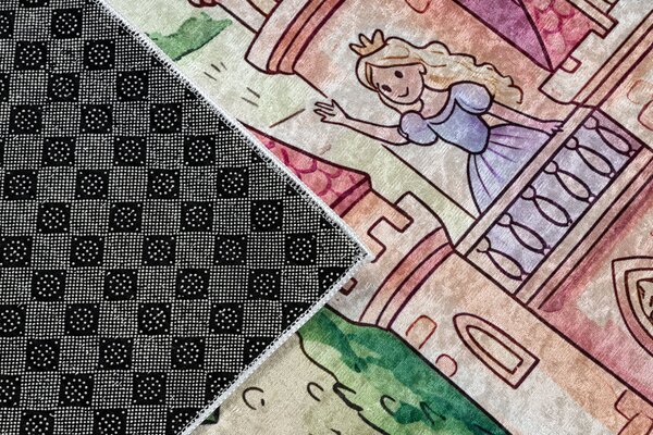BAMBINO 61520 covor lavabil Prințesă, castel pentru copii anti-alunecare - crem / roz