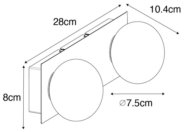 Aplică aurie 28 cm IP44 cu 2 lumini cu întrerupător - Cederic