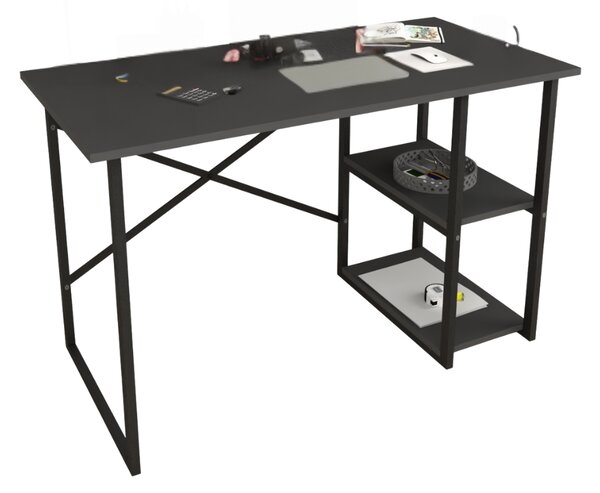 Birou Metalic Start 25, Antracit, 120x60 cm, 2 polite