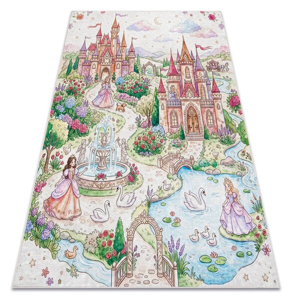 BAMBINO 61520 covor lavabil Prințesă, castel pentru copii anti-alunecare - crem / roz