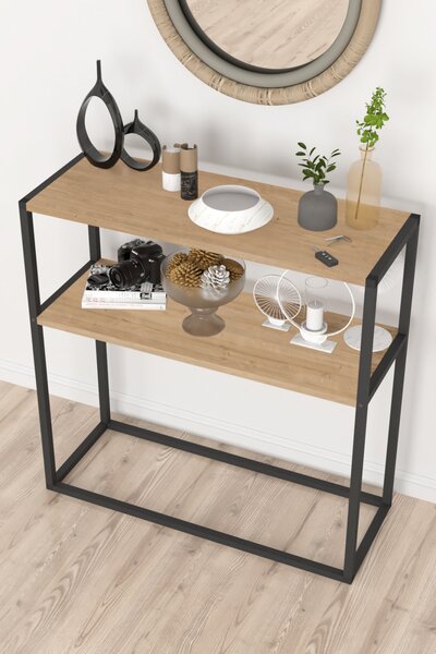 Etajera metalica cu blat Stejar Deschis, 90x33