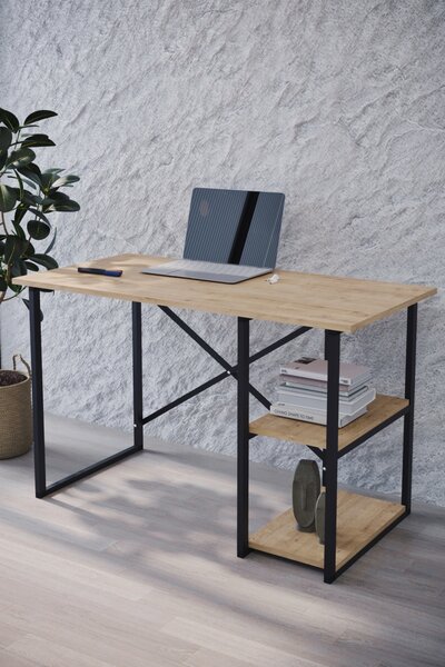 Birou Metalic Start 25, Stejar Deschis, 120x60 cm, 2 polite